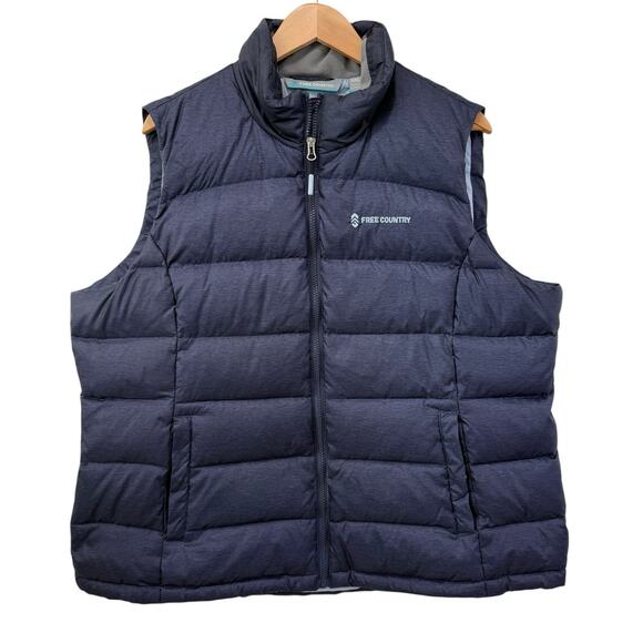 Womens Quilted Down Filled Puffer Vest Sz XXL Blue Free Country Gorpcore Casual - Picture 1 of 10